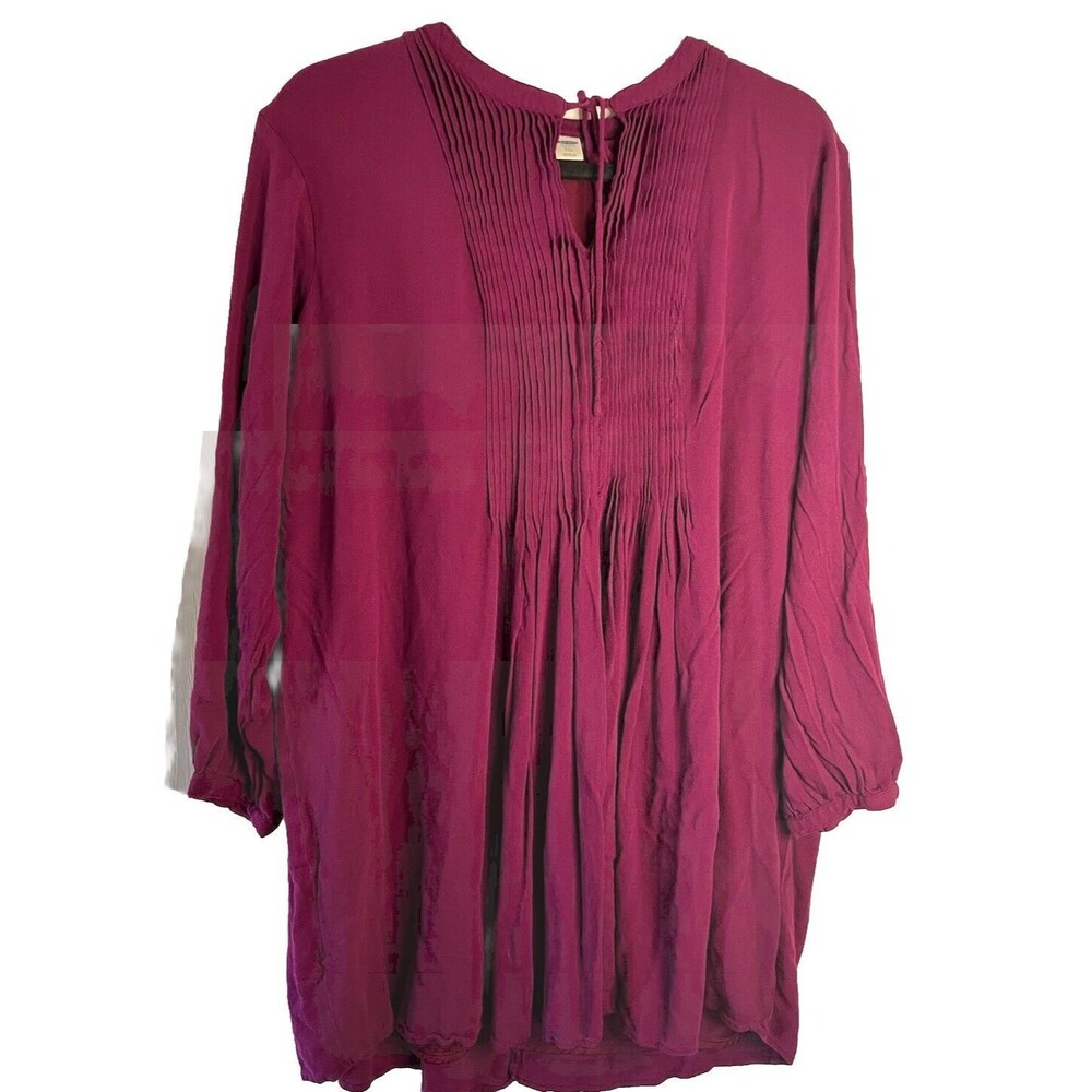 Old Navy Shift Dress XXL Purple Tie L/S Lined Mini Cottage Boho Prairie Babydoll
